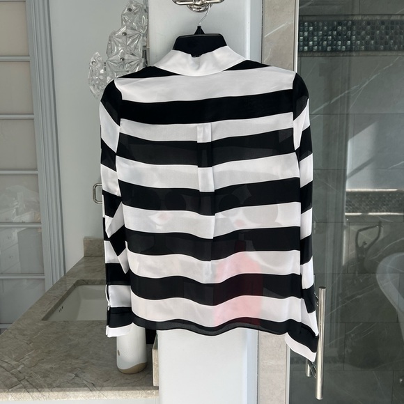 Alice + Olivia Willa Silk Striped Shirt - Picture 13 of 13